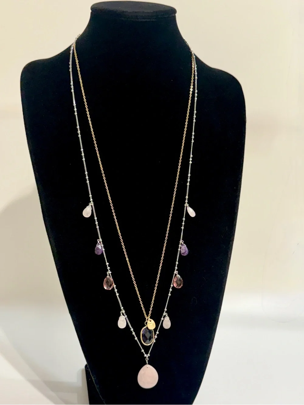 J. Jill Pink & Purple Two-Tone Long Layered Necklace New